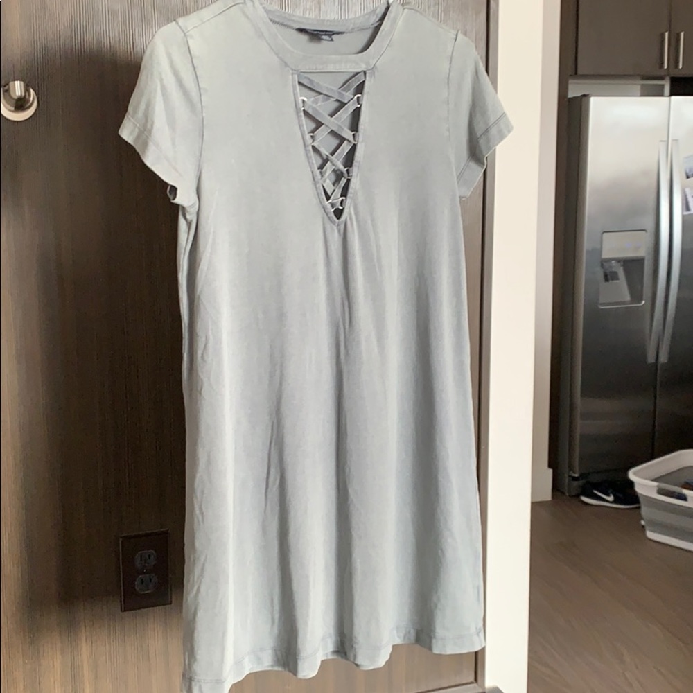 American Eagle Grey lace up T shirt Dress size S